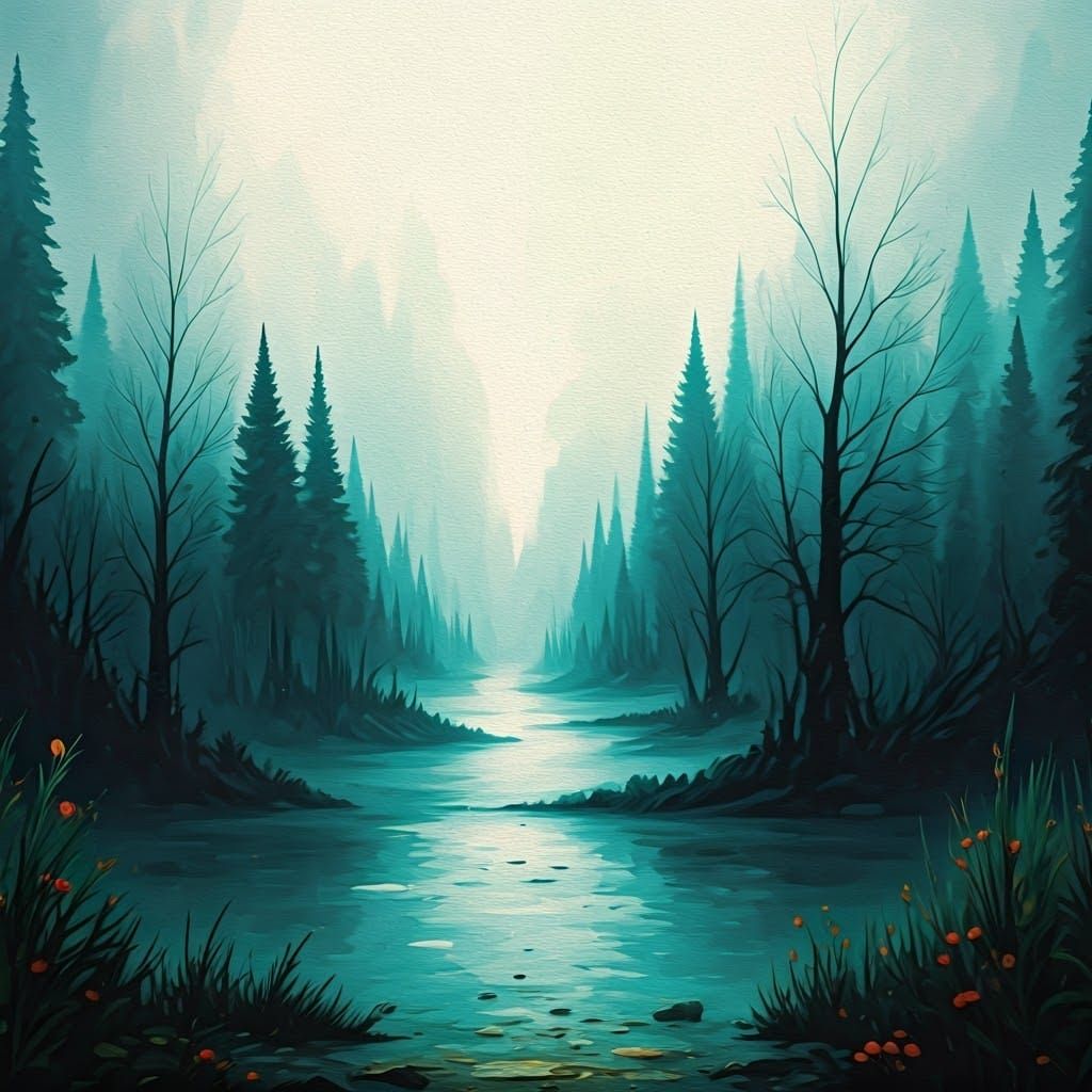 Ethereal Symbolist Landscape in Dreamy Atmosphere