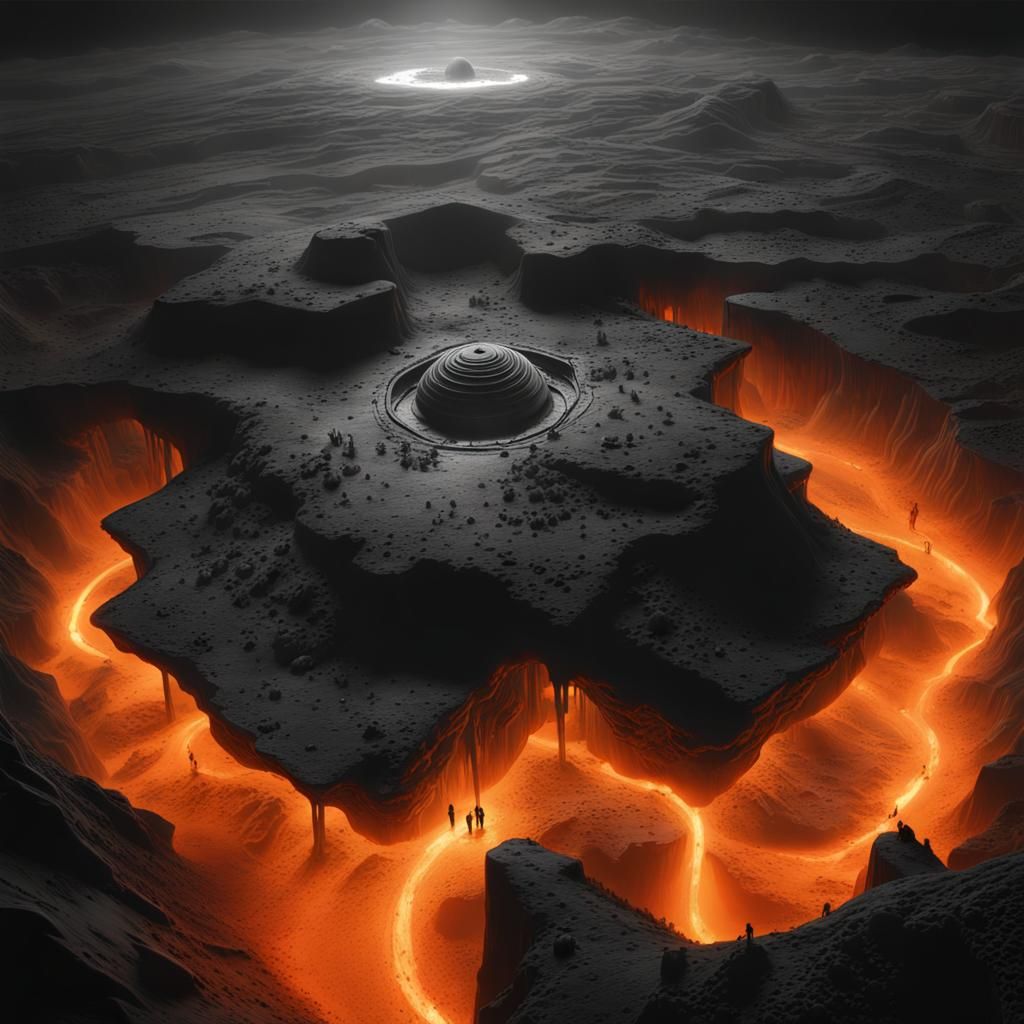 Eerie Glow From Underground Complex on Barren Planet