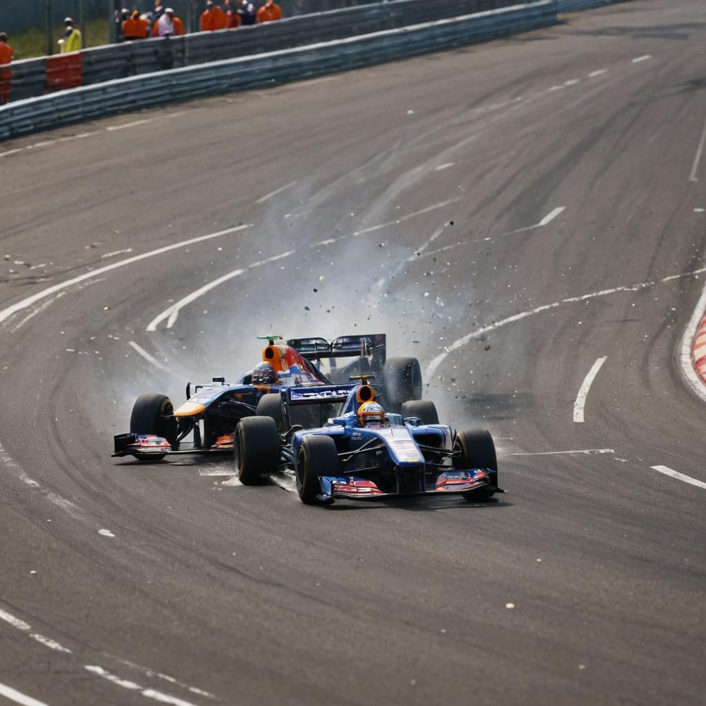 High-Speed F1 Collision: Motorsport Photography