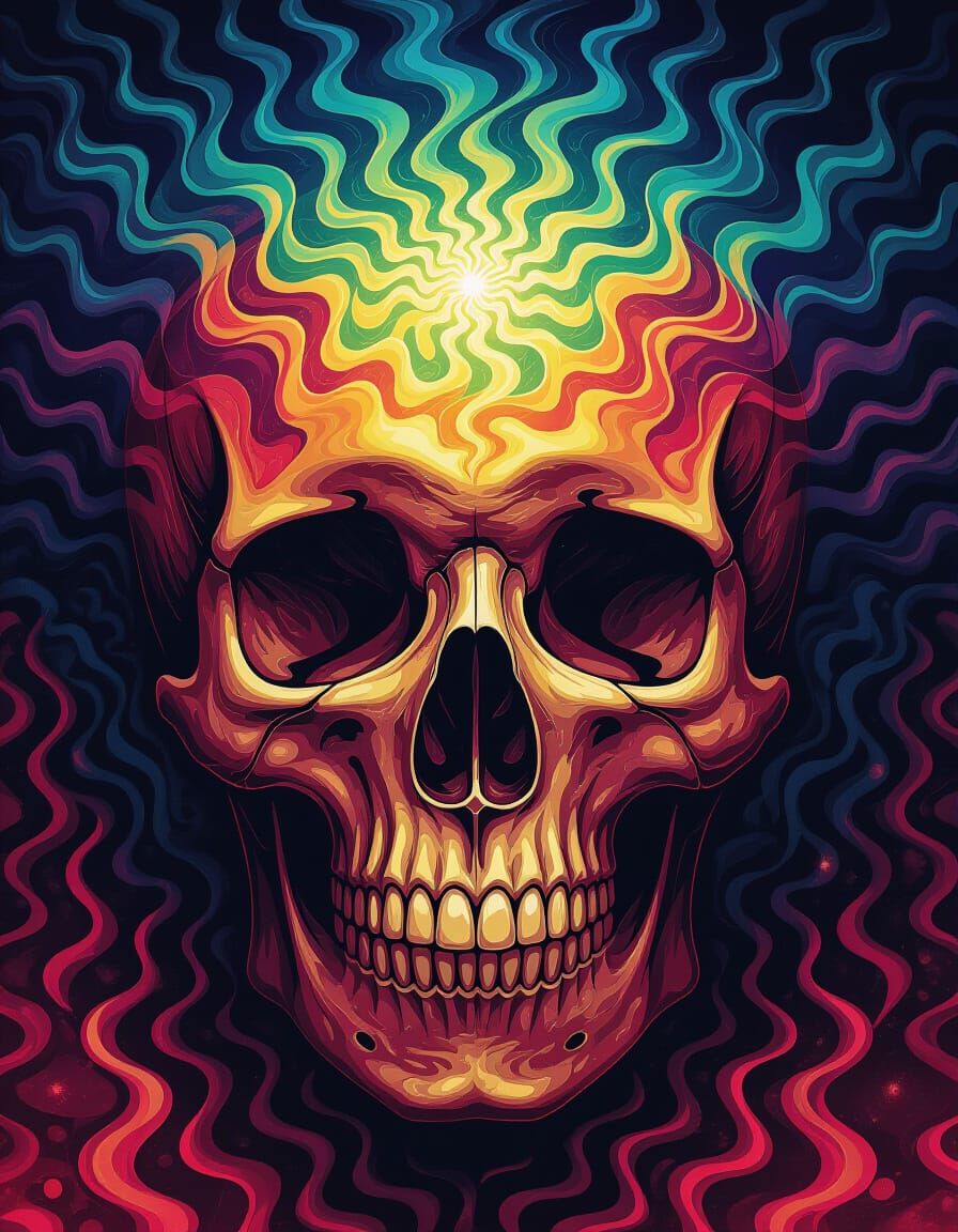 Artistic Visions Fused A Skull With Fading Psychedelic Horror Elements