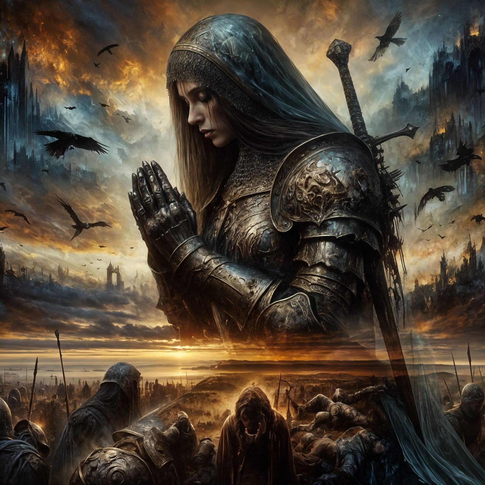 Tenebrist Portrait of a Knight in Prayer