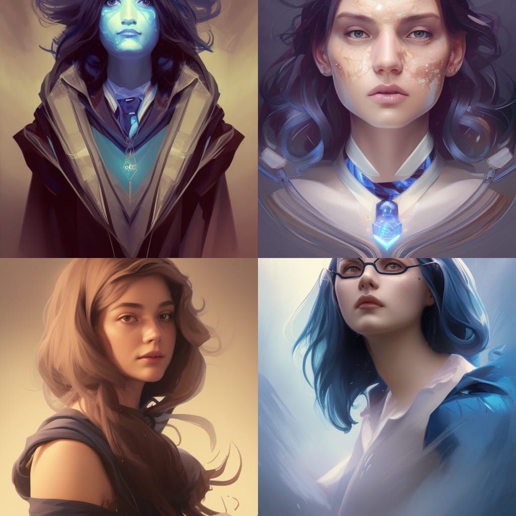 Detailed Ravenclaw Portrait in Art Nouveau Style