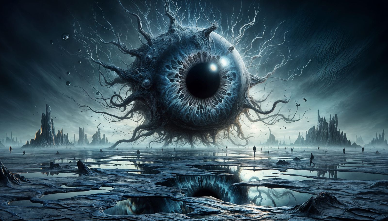 Unsettling Eye Creature in Alien Landscape