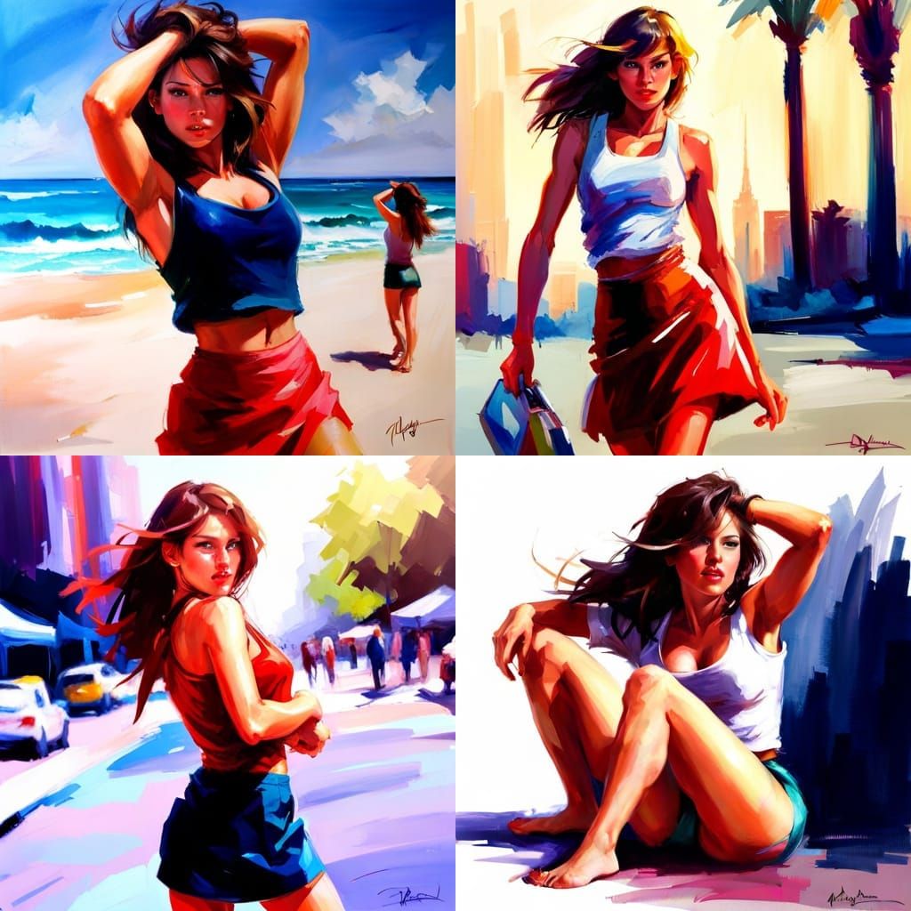 SoCal Girl Having Fun: Digital Art Portrait