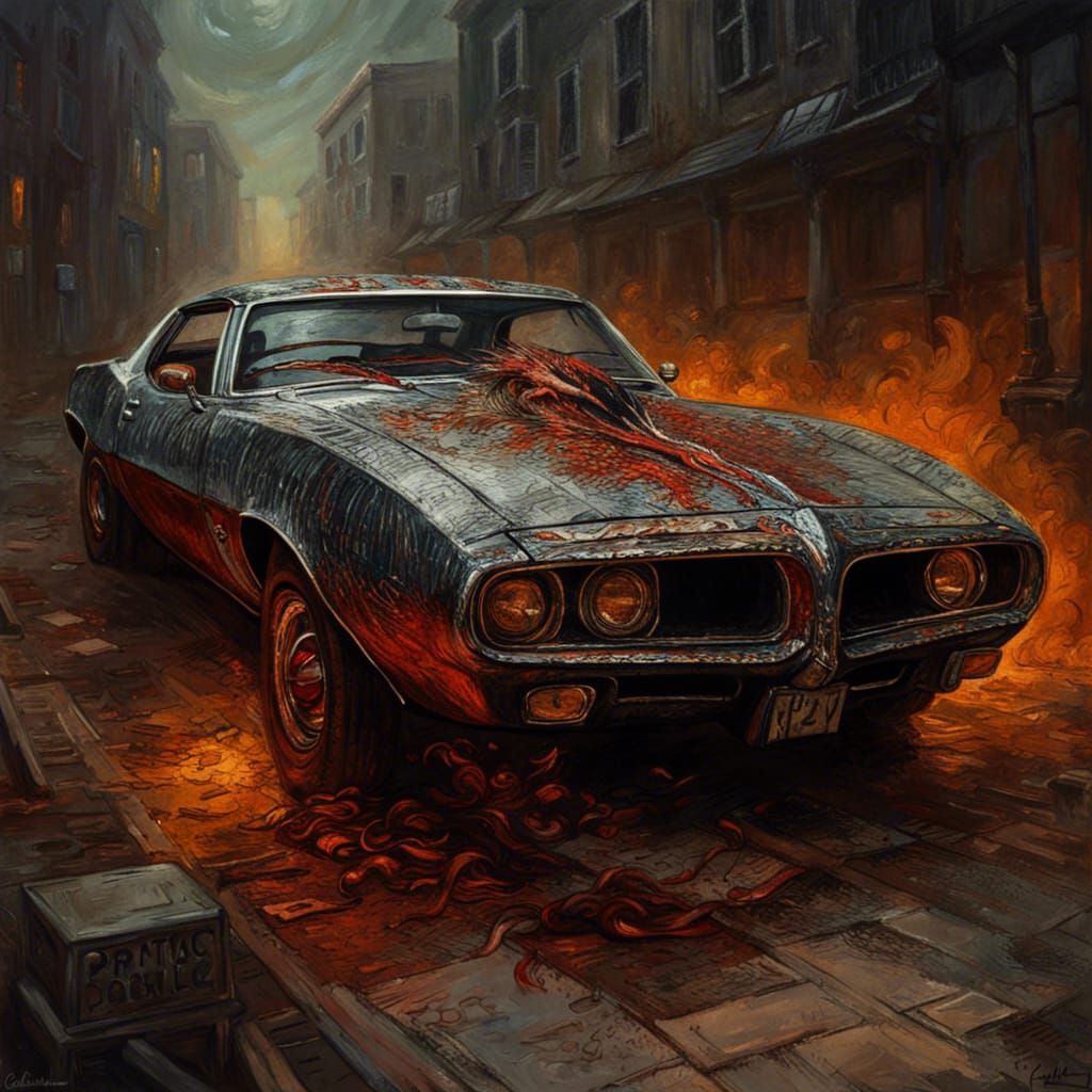 Creepy Gothic Impressionist Pontiac Firebird Masterpiece