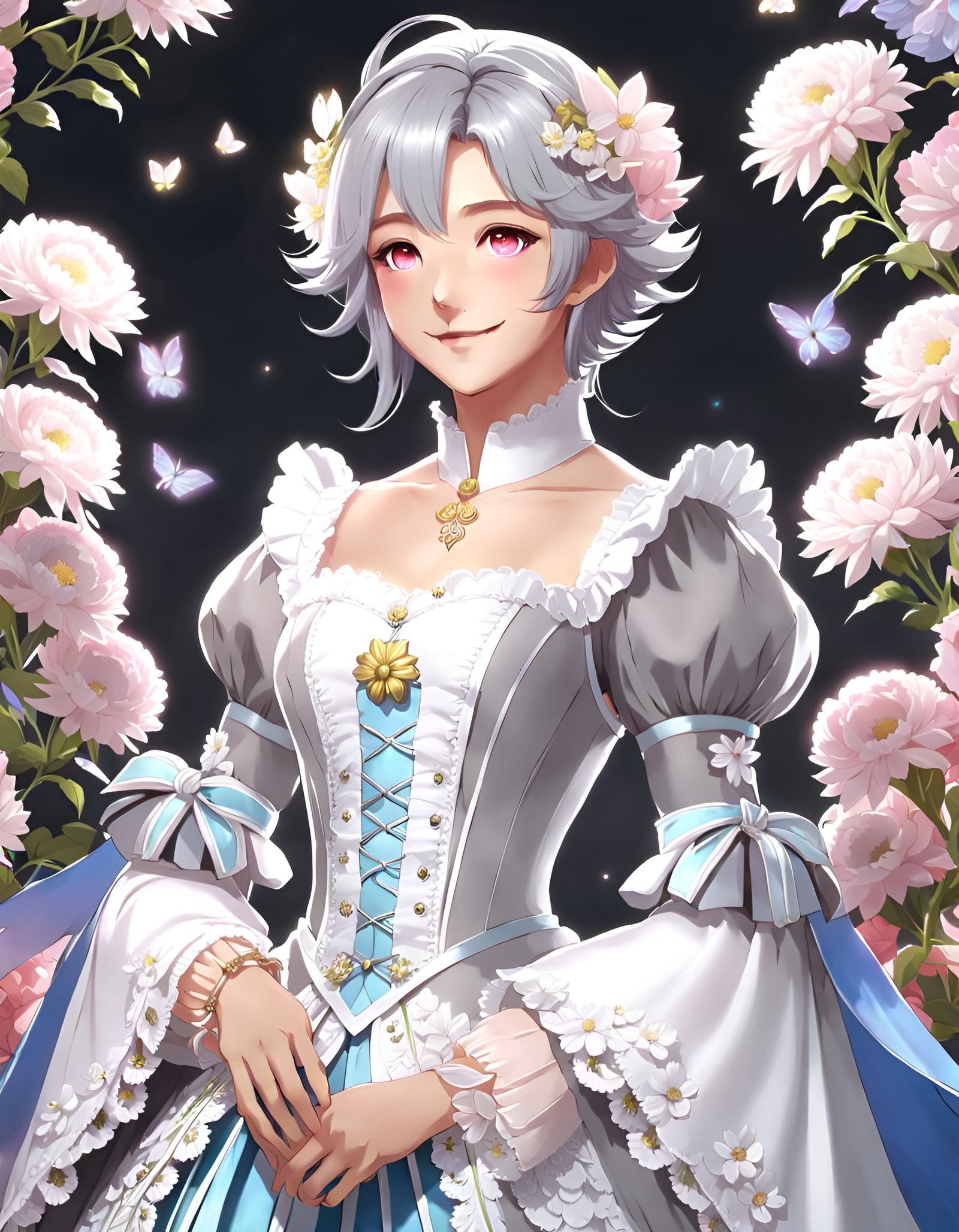Anime Portrait of Transgender Youth in Rococo Style