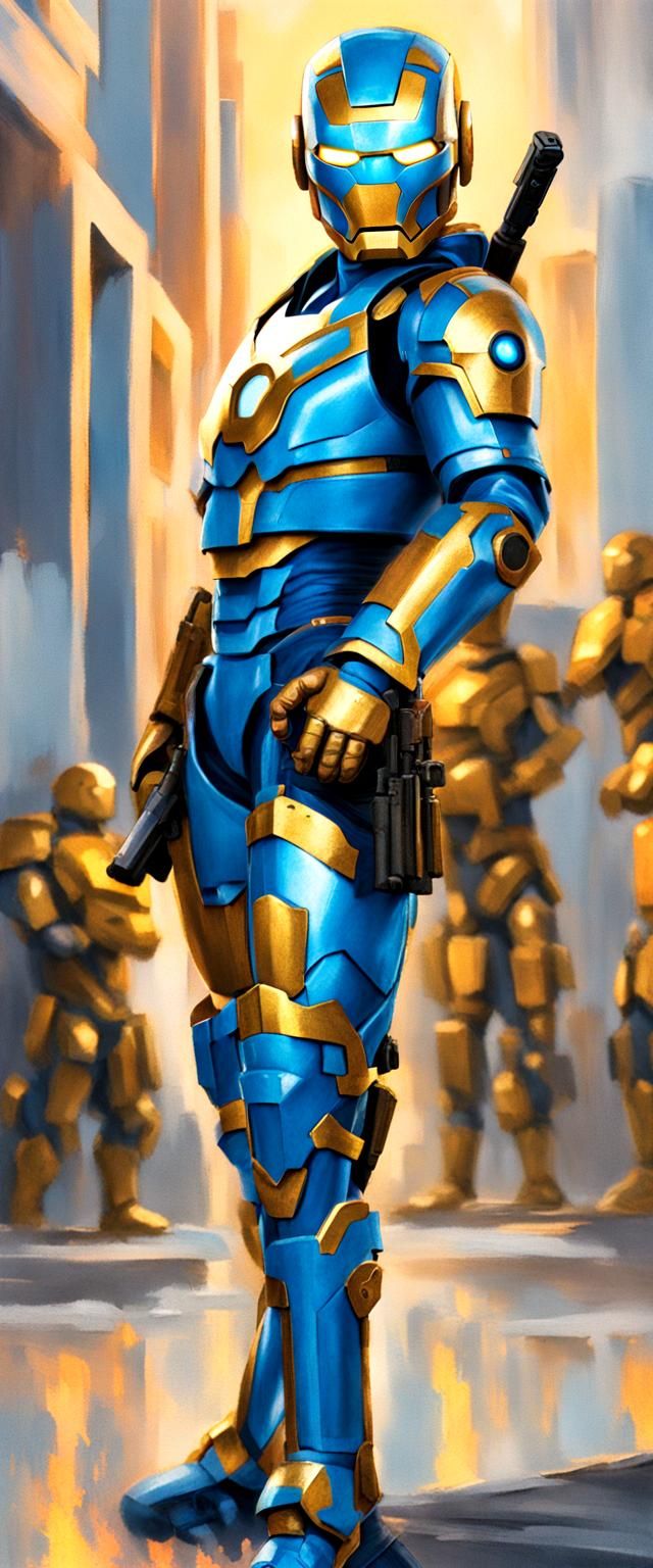 Armored Inventor with Golden Eyes