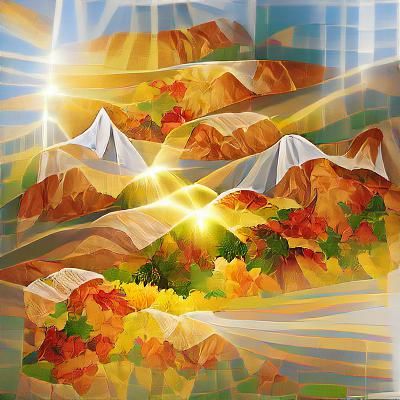 Autumn Mountain Landscape in Vivid Colors