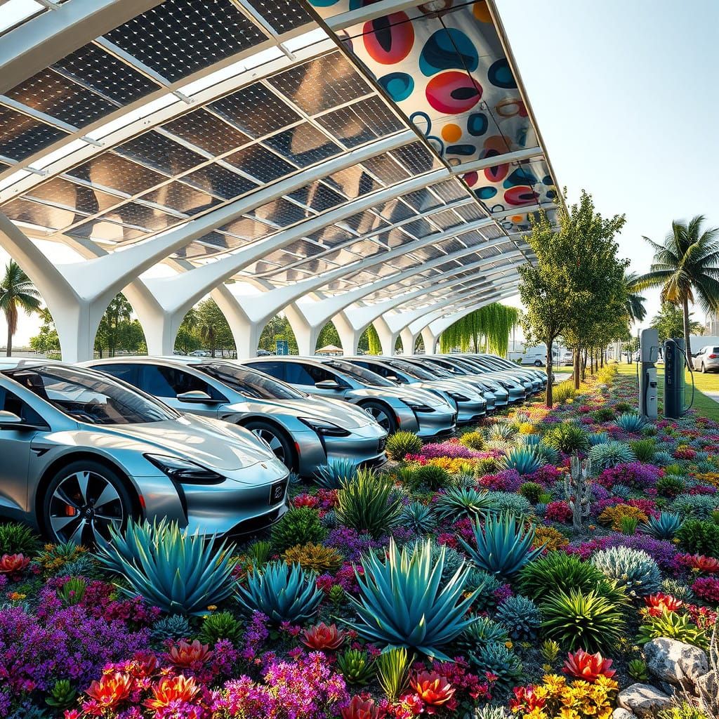 Sustainable Transportation Hub in Futuristic Eco-Architectur...