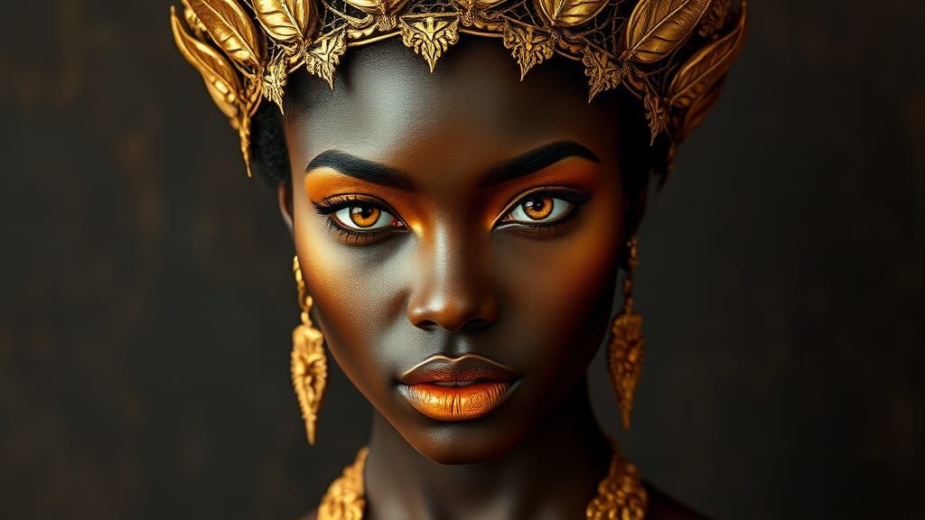 Regal Goddess in Golden Opulence