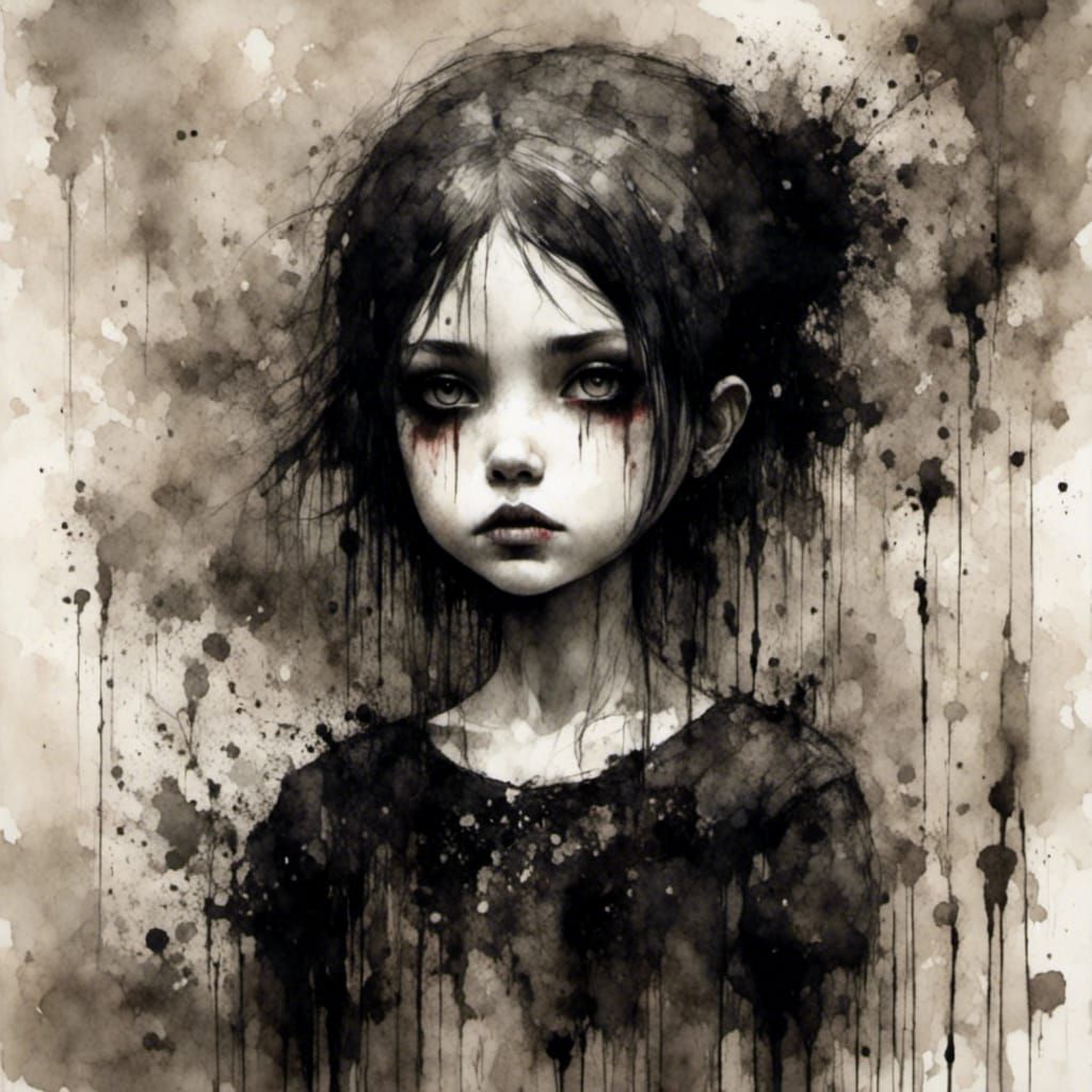 Goth Punk Girl in Art Brut Style