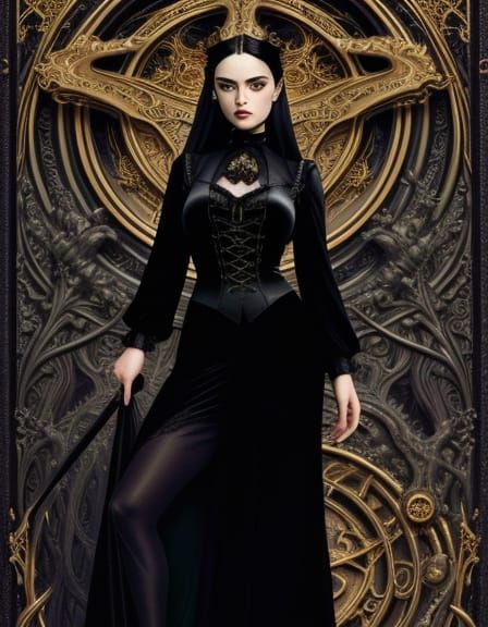 Wednesday Addams in Art Nouveau Style