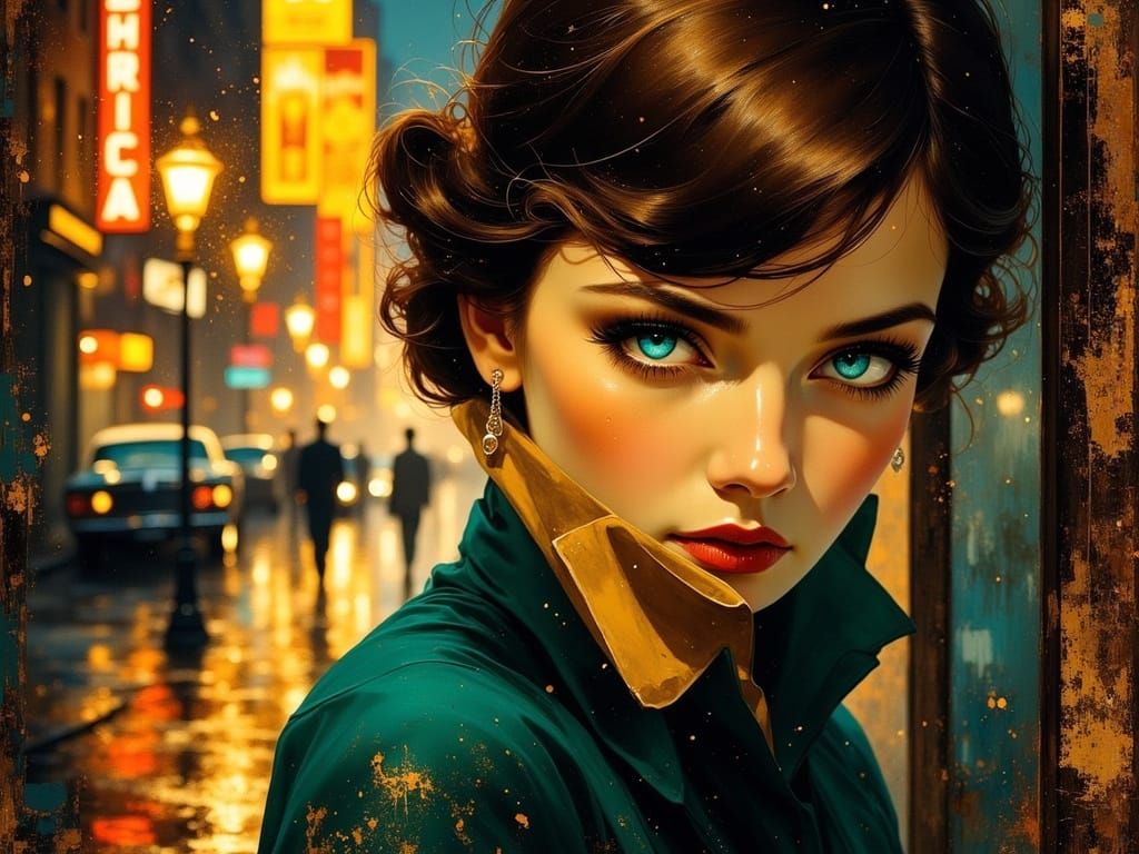 Film Noir Action Scene with Gene Tierney in Chicago