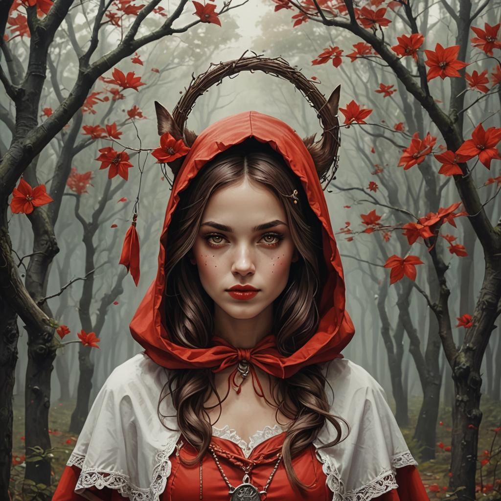 Libra Woman as Little Red Riding Hood