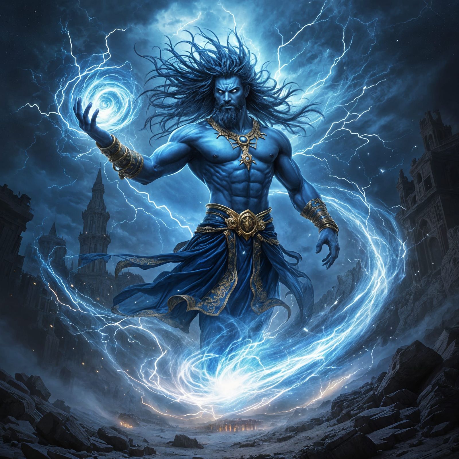 Majestic Djinn Conjure Stormy Desert Skies