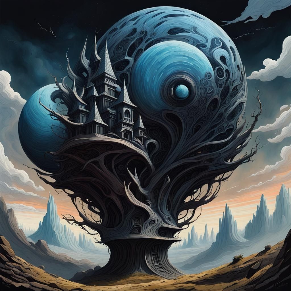 Magical Dark Fantasy Sky in Avant-Garde Style