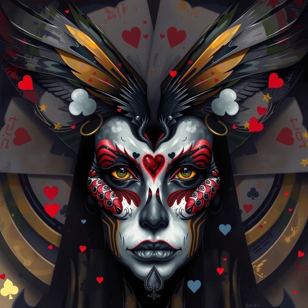 Personified Queen of Hearts Emerges from Card