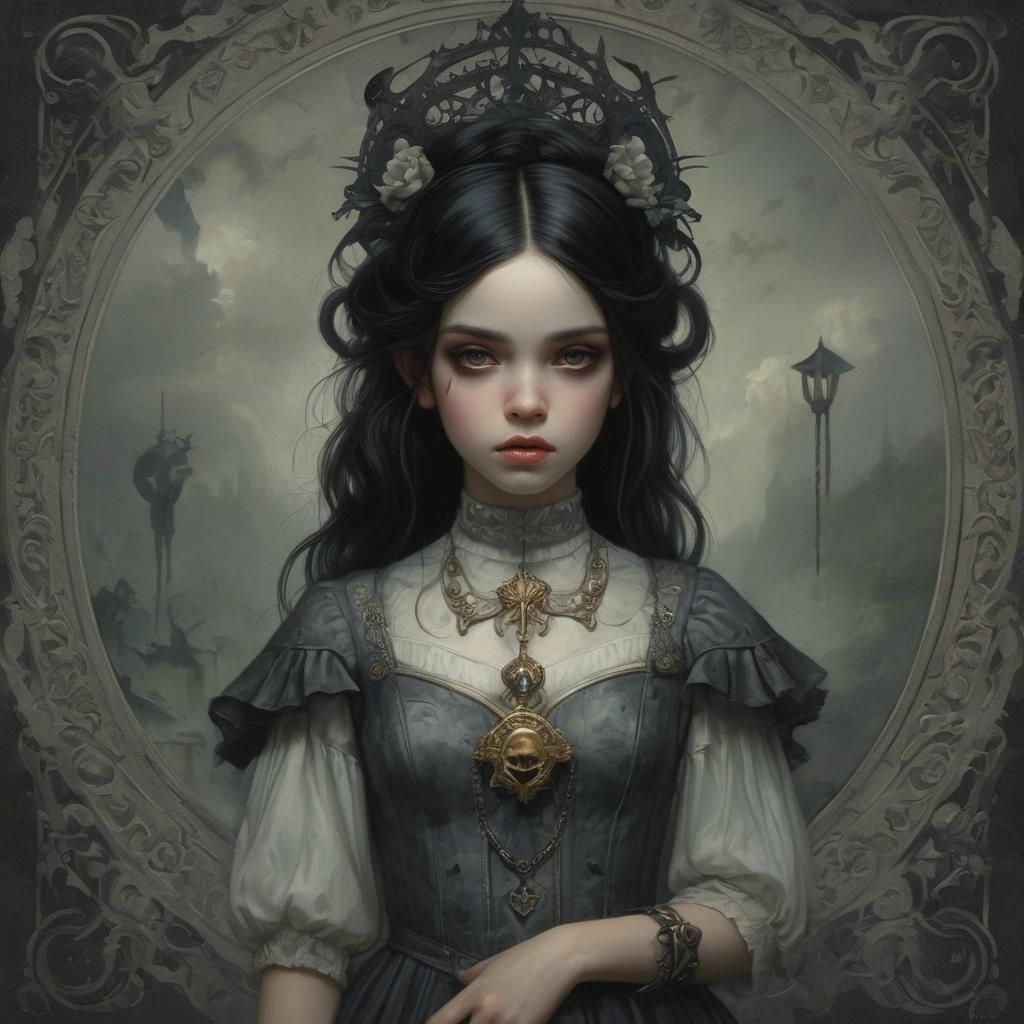 Grimdark Fantasy Portrait in Gothic Art Style