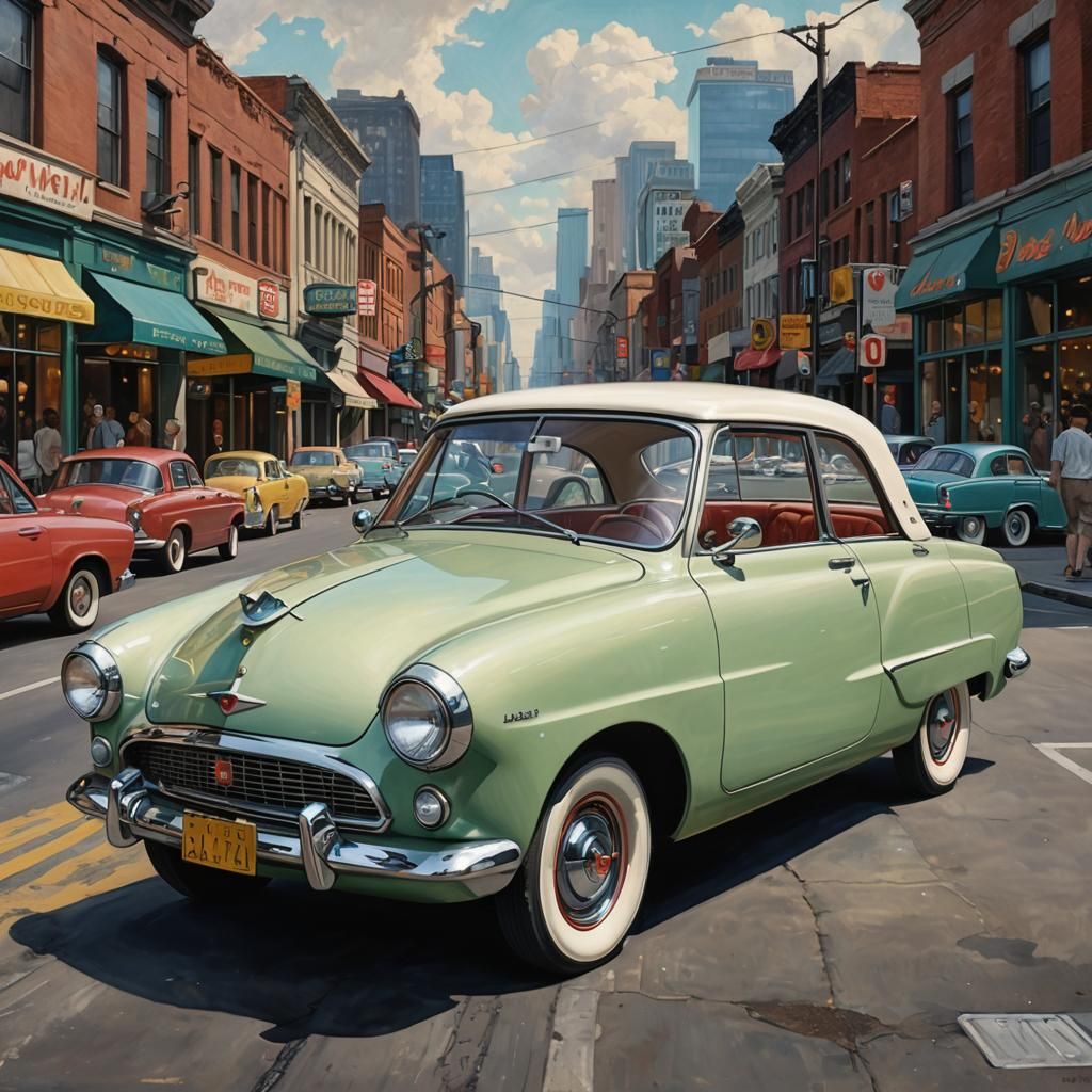 1950s Nash Metropolitan Car: Photorealistic Digital Art