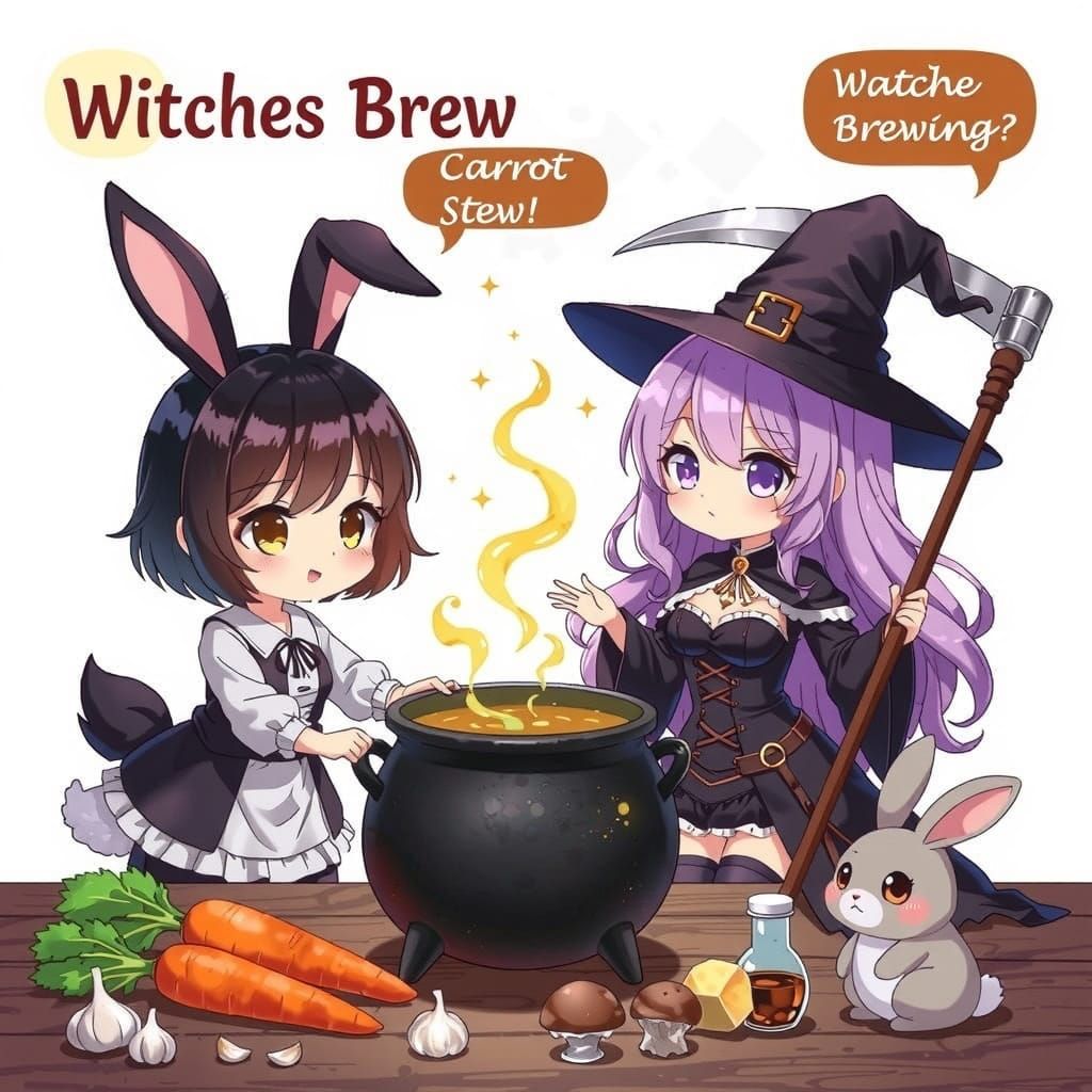 Witches Brew: Cute Witches Prepare Potion in Manga