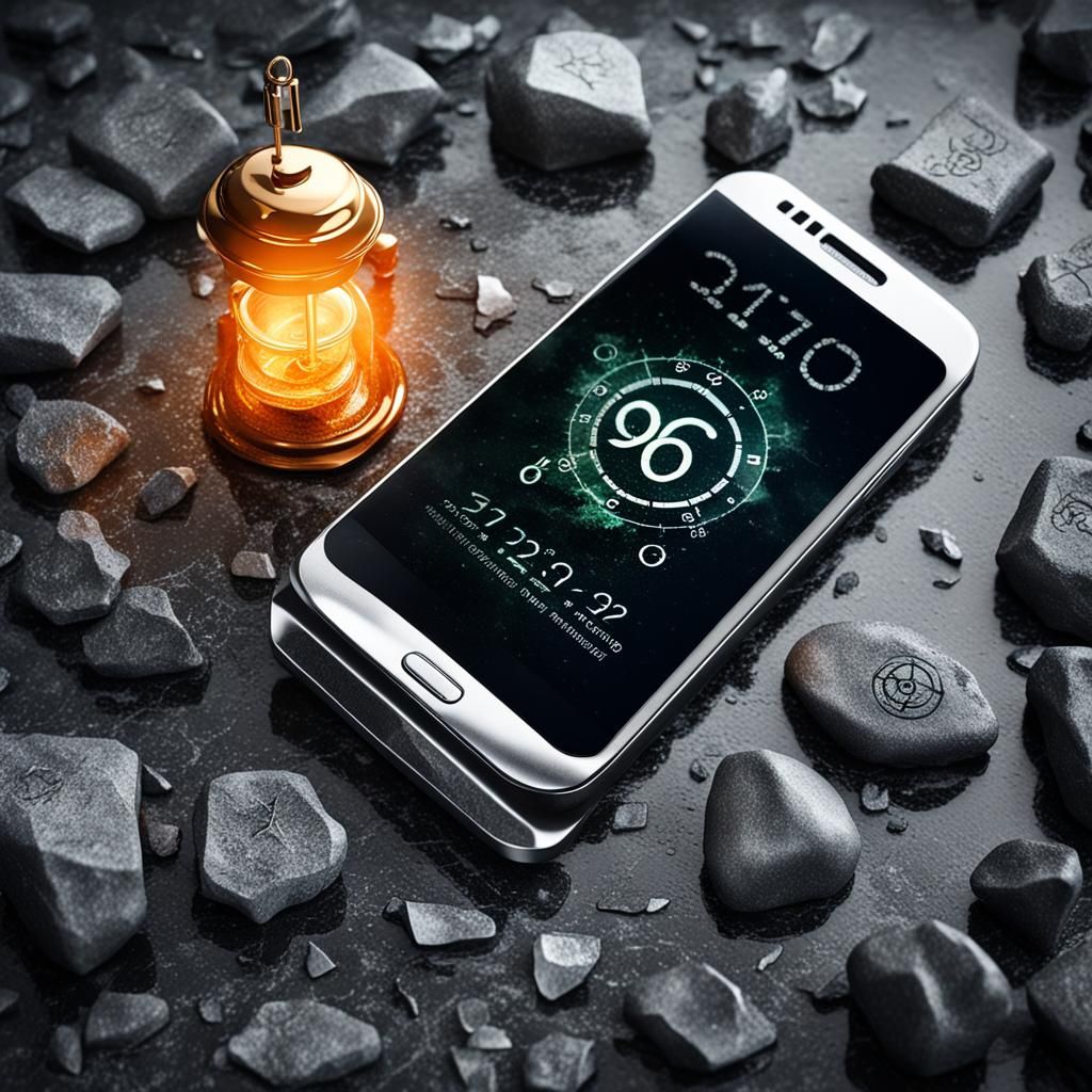 Middle Earth Stone Smartphone with Glowing Runes
