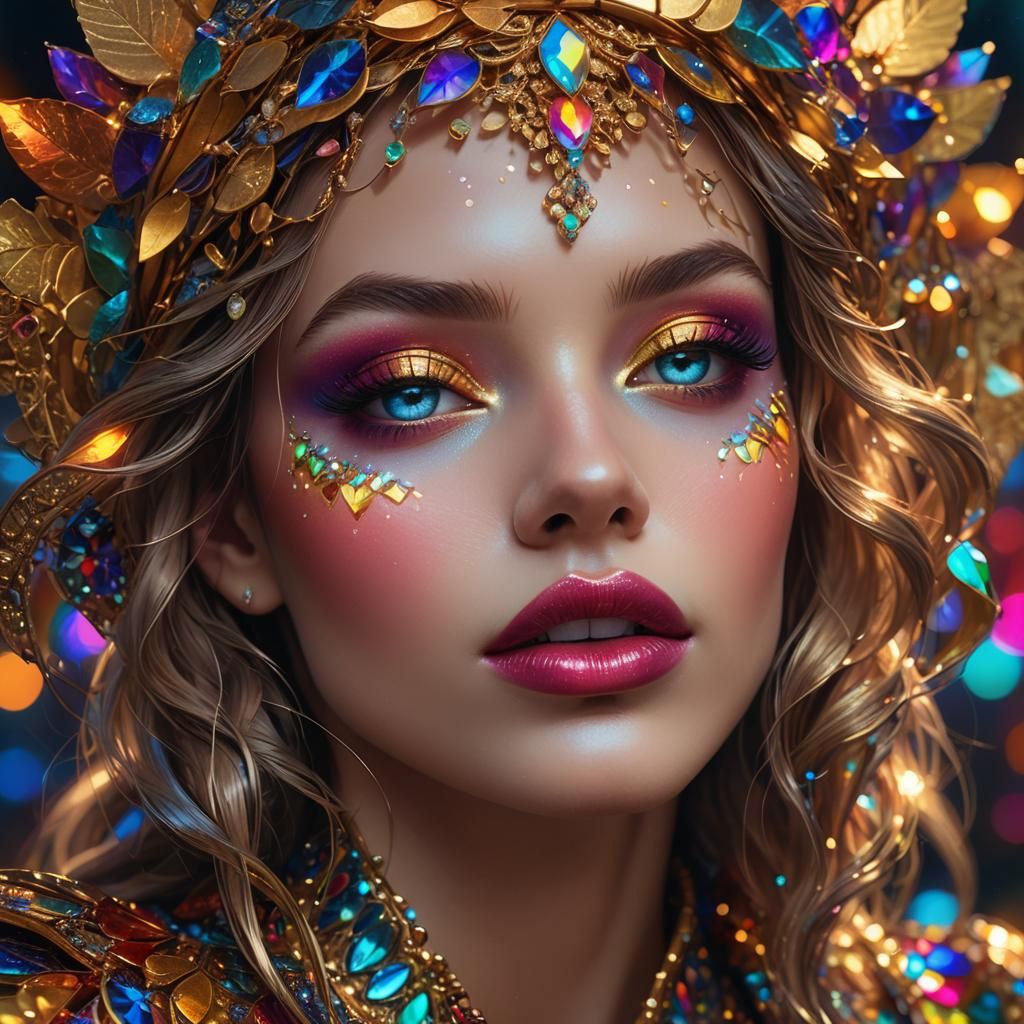 Captivating Fantasy Being with Rainbow-Colored Lips