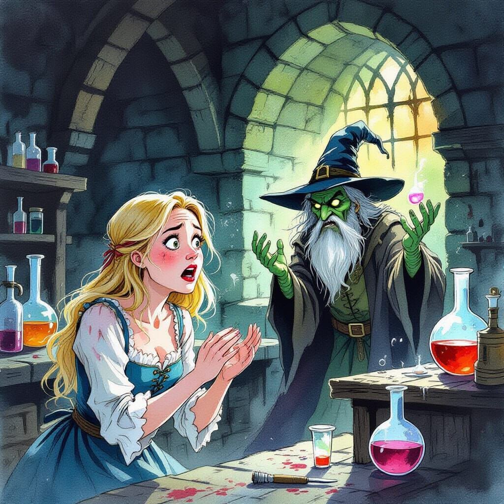 Ominous Dungeon: Watercolor and Ink Illustration