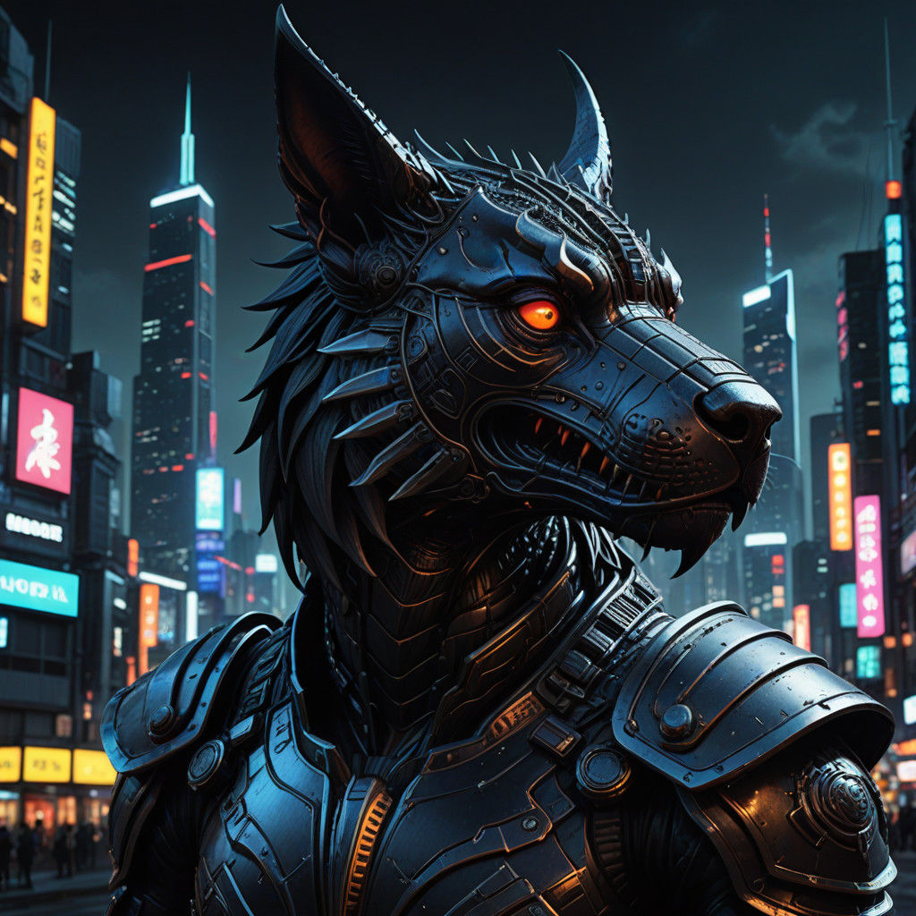 Naberius: Cyberpunk Demon Portrait in Tokyo Cityscape