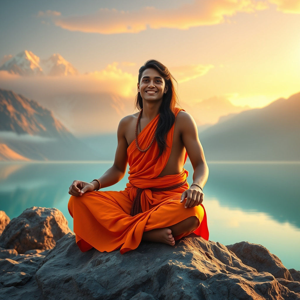 Meditating Yogi at Manasarovar: Digital Matte Painting