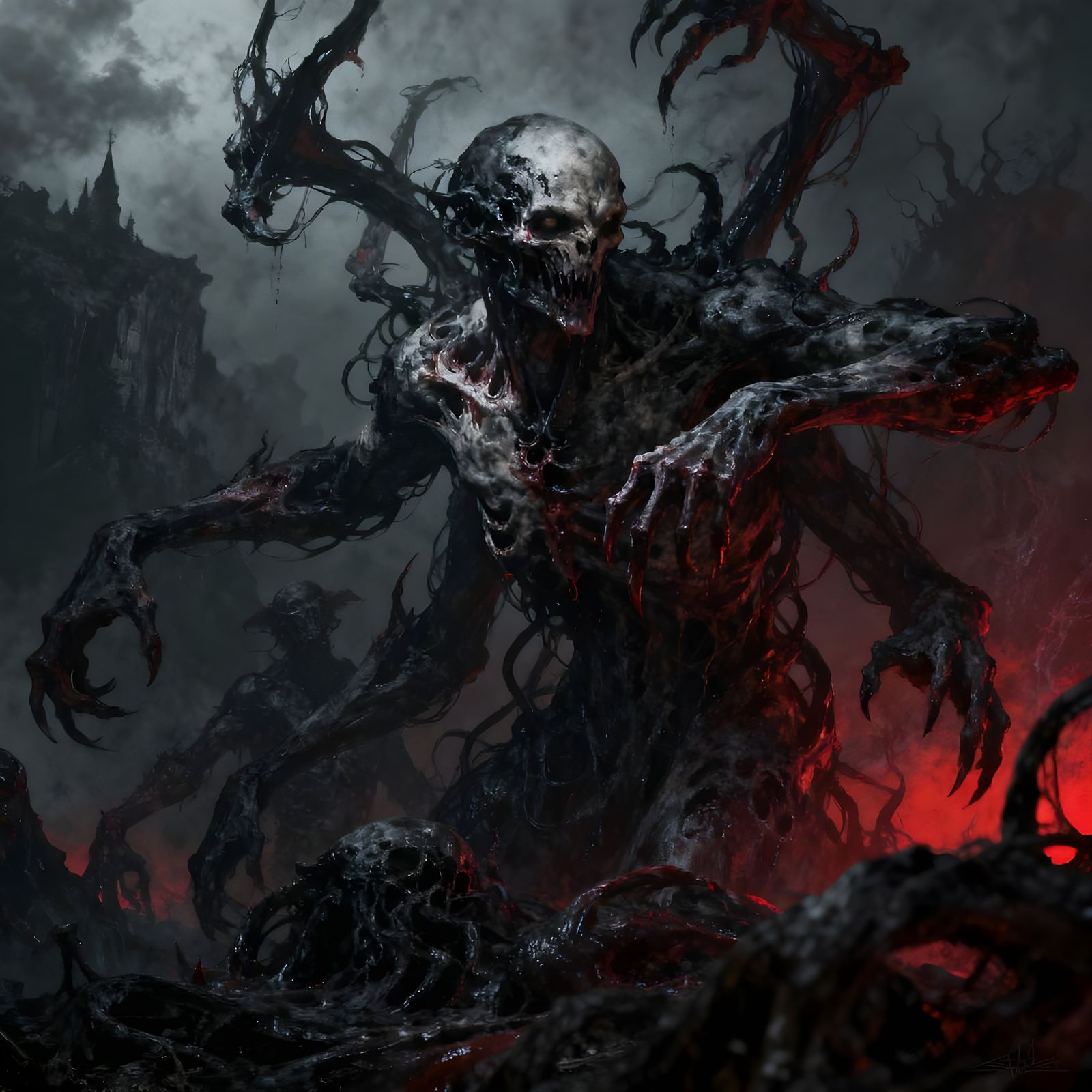 Abstract Horrors and Grotesques in Dark, Eerie Style