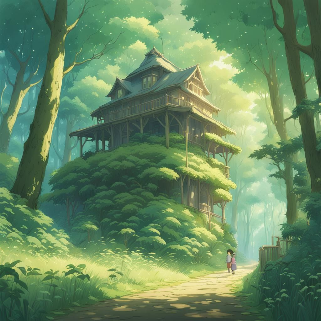 Enchanted Forest Scene in Anime Style