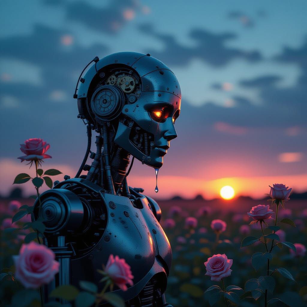 Melancholy Automaton in Twilight Rose Field