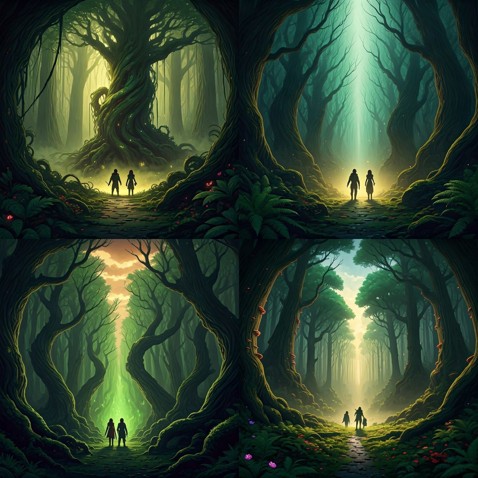 Mystical Forest with Looming Darkness, Hyperdetailed Fantasy