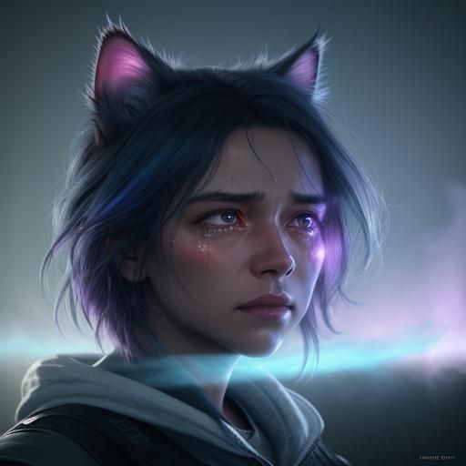 Girl Cries Out to a Smoky Cat in a Dreamlike Bedroom Scene