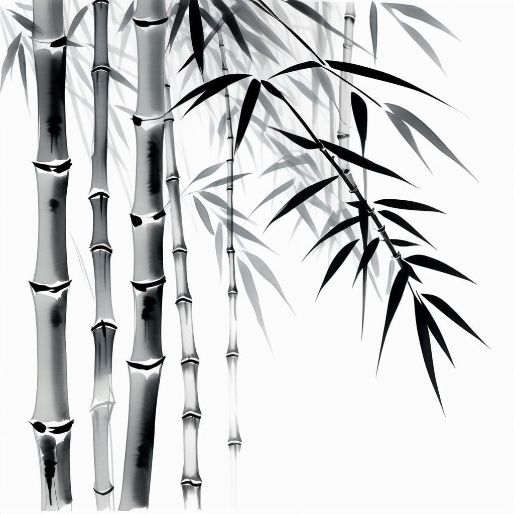 Minimalistic zen sumi-e bamboo