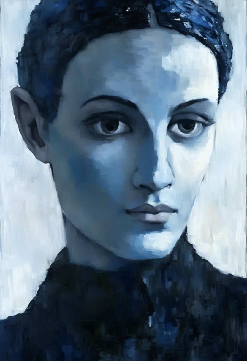 Gothic Portrait in High Contrast Impasto Style