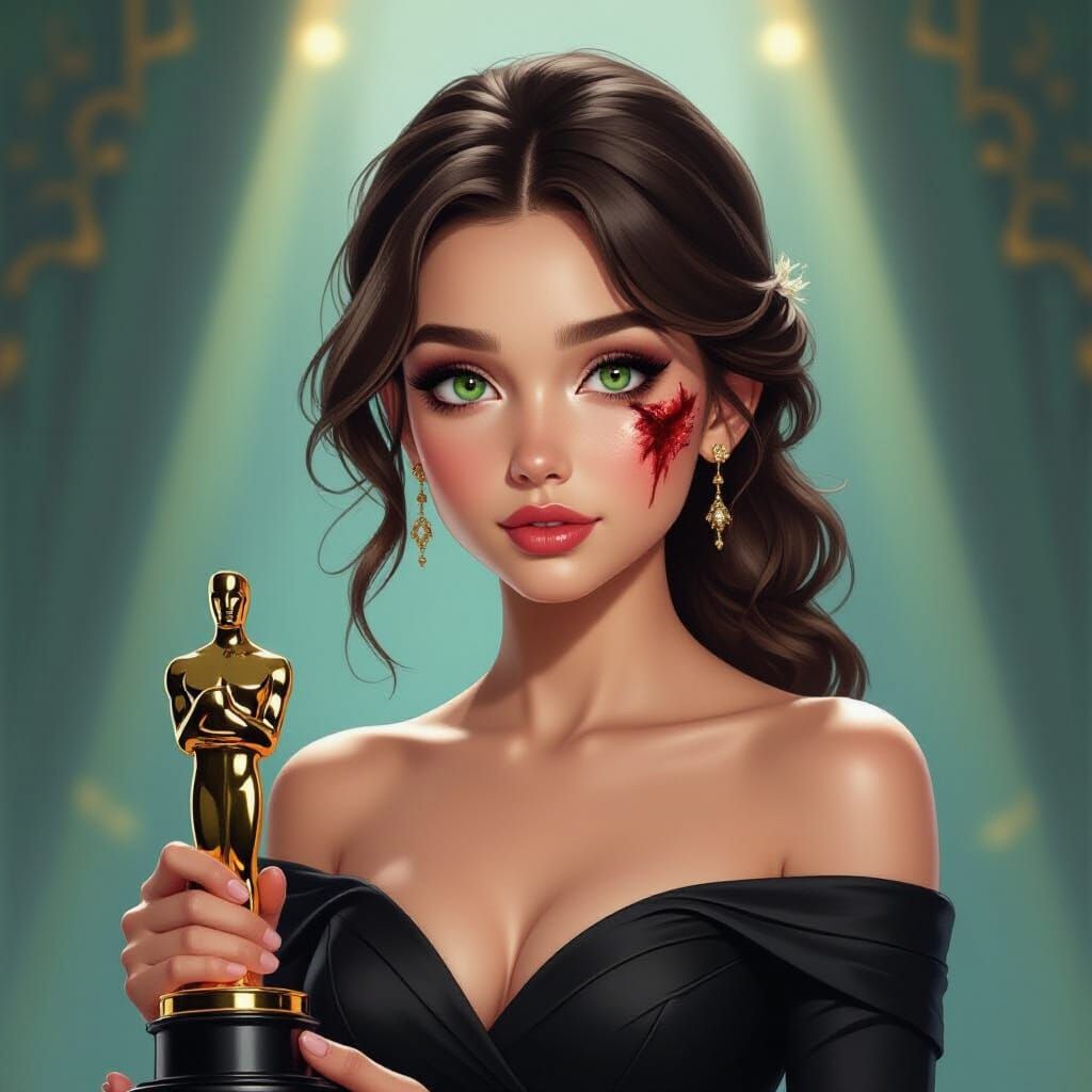 Girl with Scar Wins Award: Hyperrealistic Splash Art