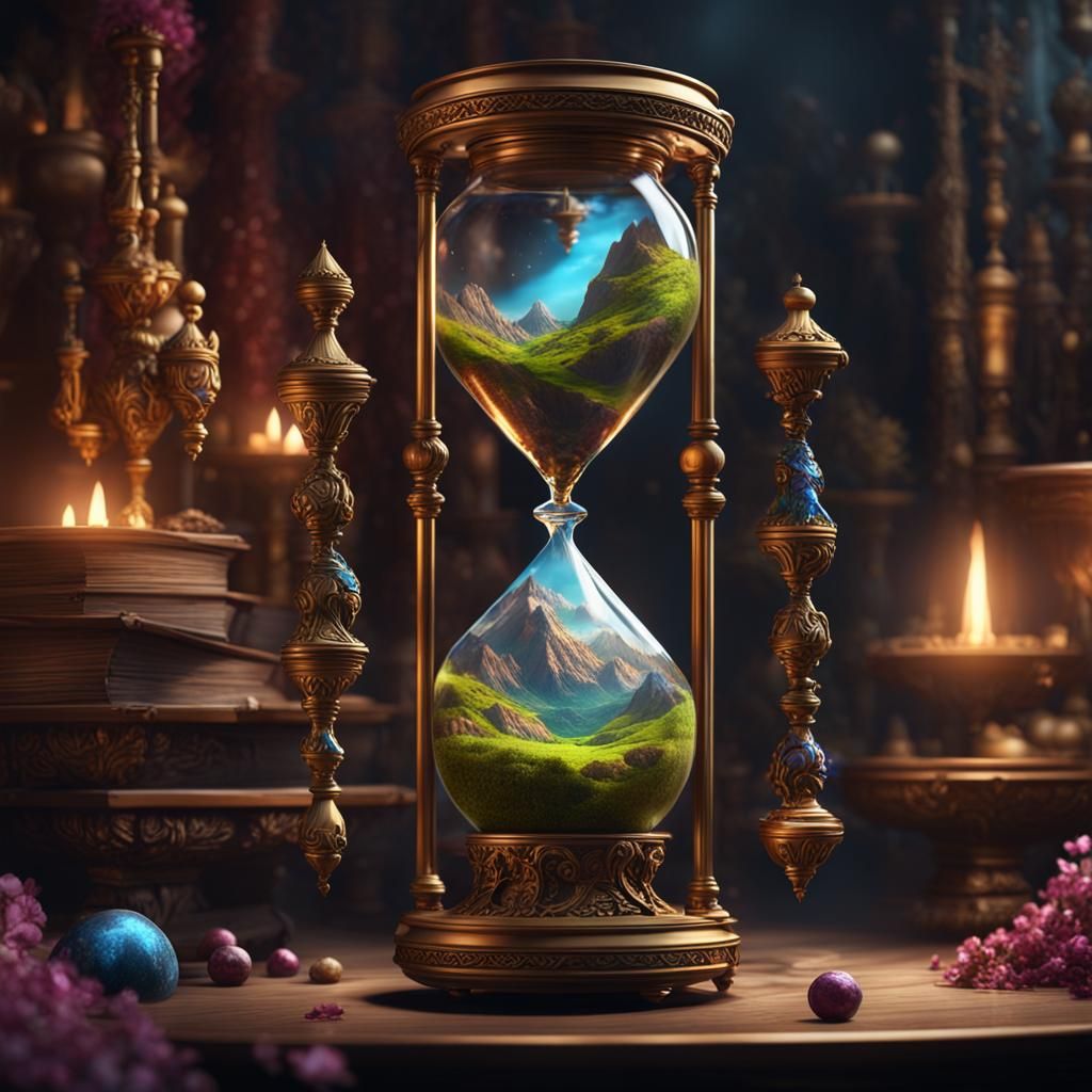 Hourglasses' Poetic Beauty: Detailed Matte Painting