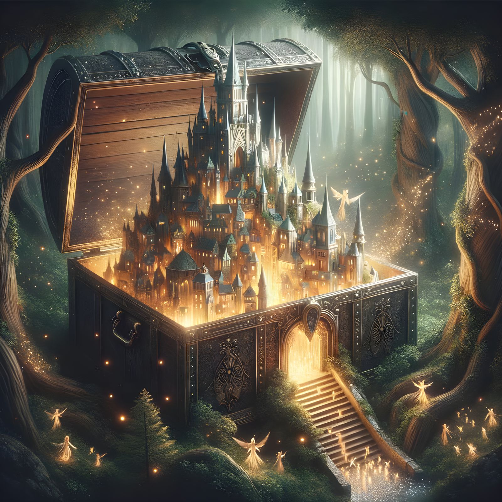 Enchanting Bi-Level Witchcraft City in Treasure Chest