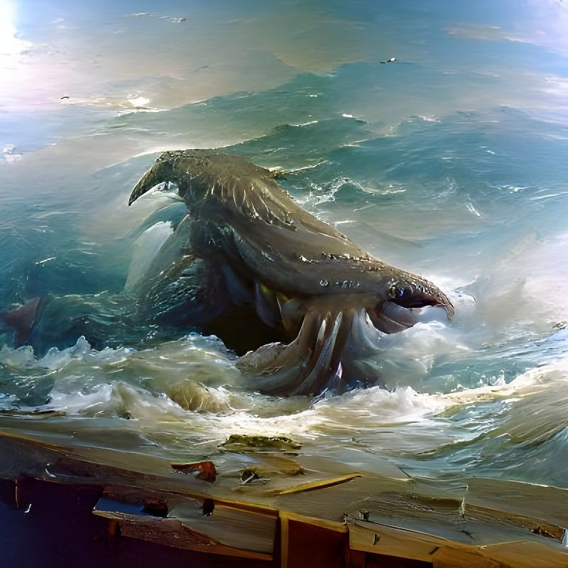 Gigantic Sea Monster in Oil Painting Style