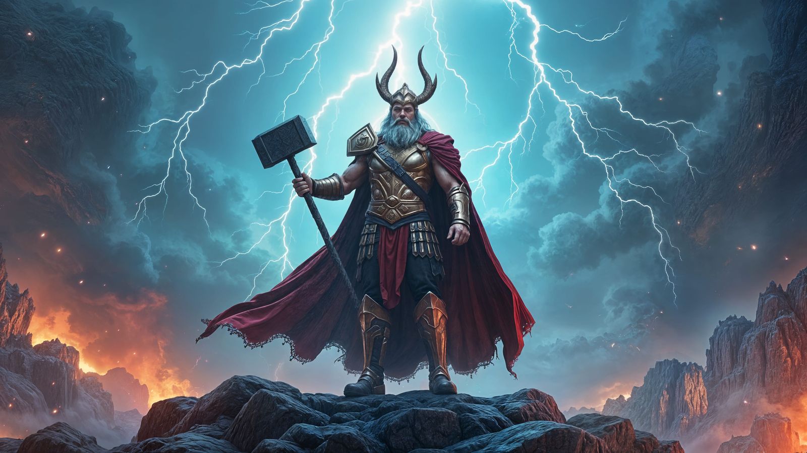 Thor from Norse Mythology: Detailed Matte Painting