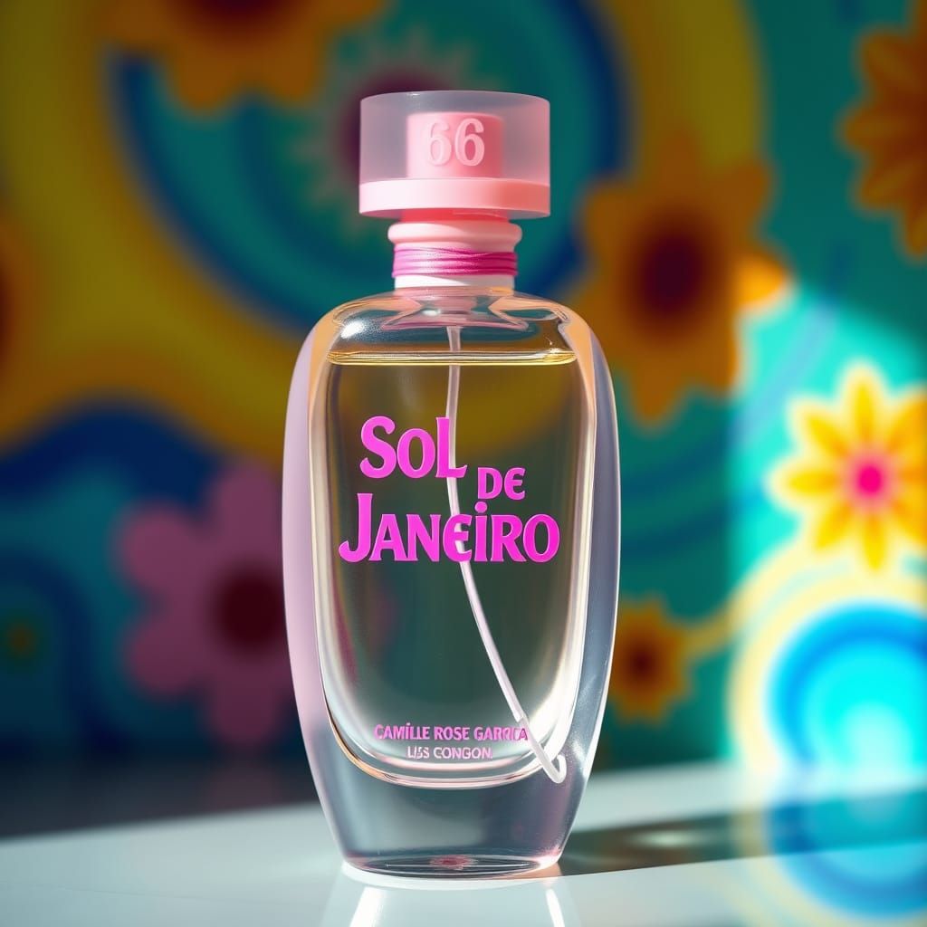 Whimsical Perfume Bottle in Pastel Hues with Number 68