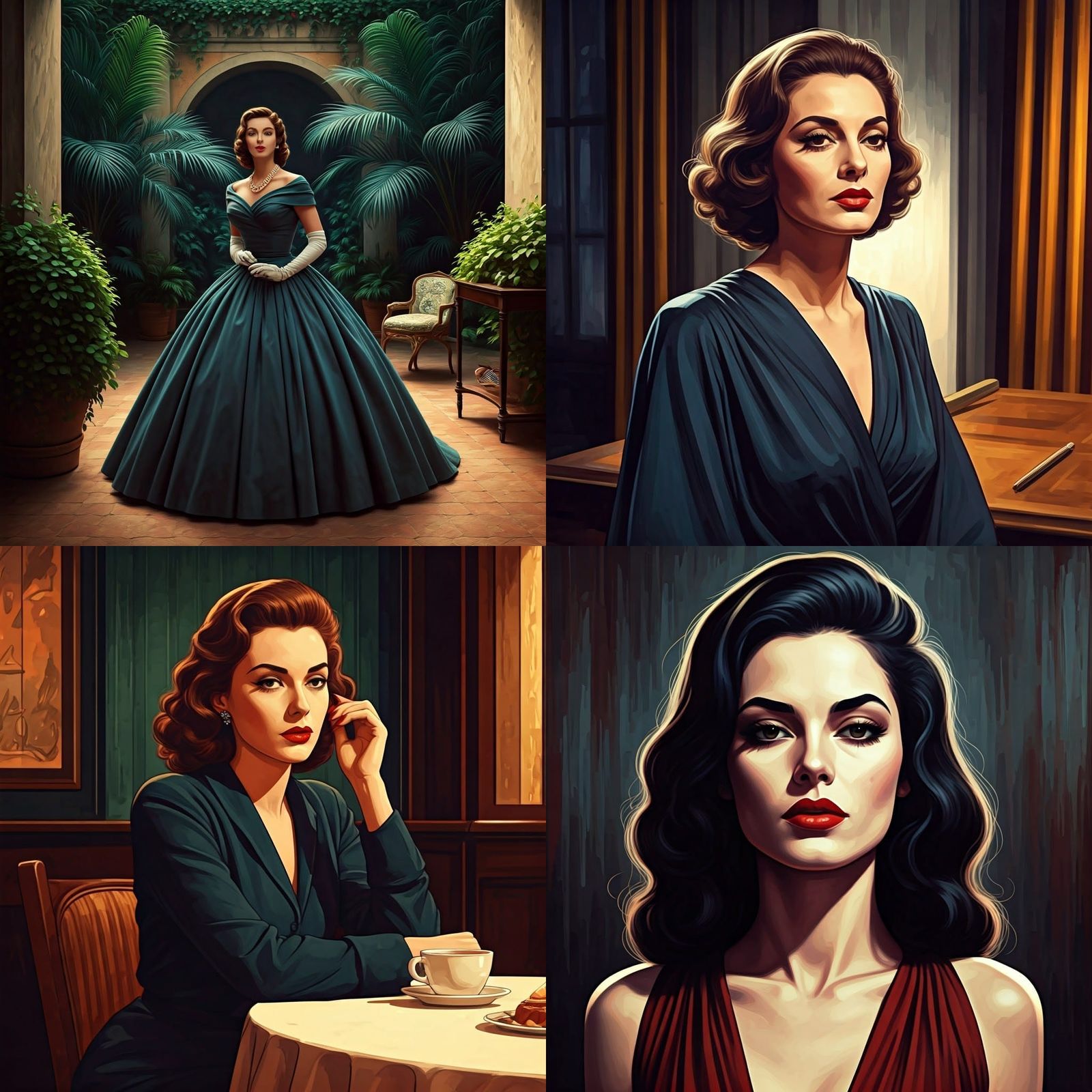 Glamorous Bombshell in Film Noir Acrylic Art