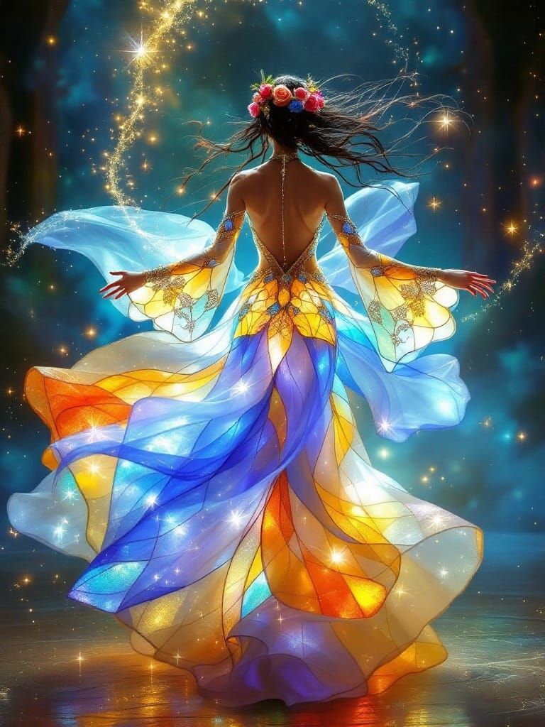 Luminous Dancer Blends Cosmic Beauty and Cultural Richness