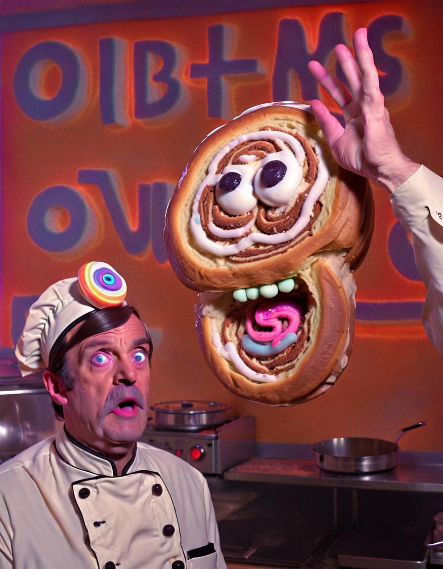 Psychedelic Cinnamon Bun Head in Retro 4K