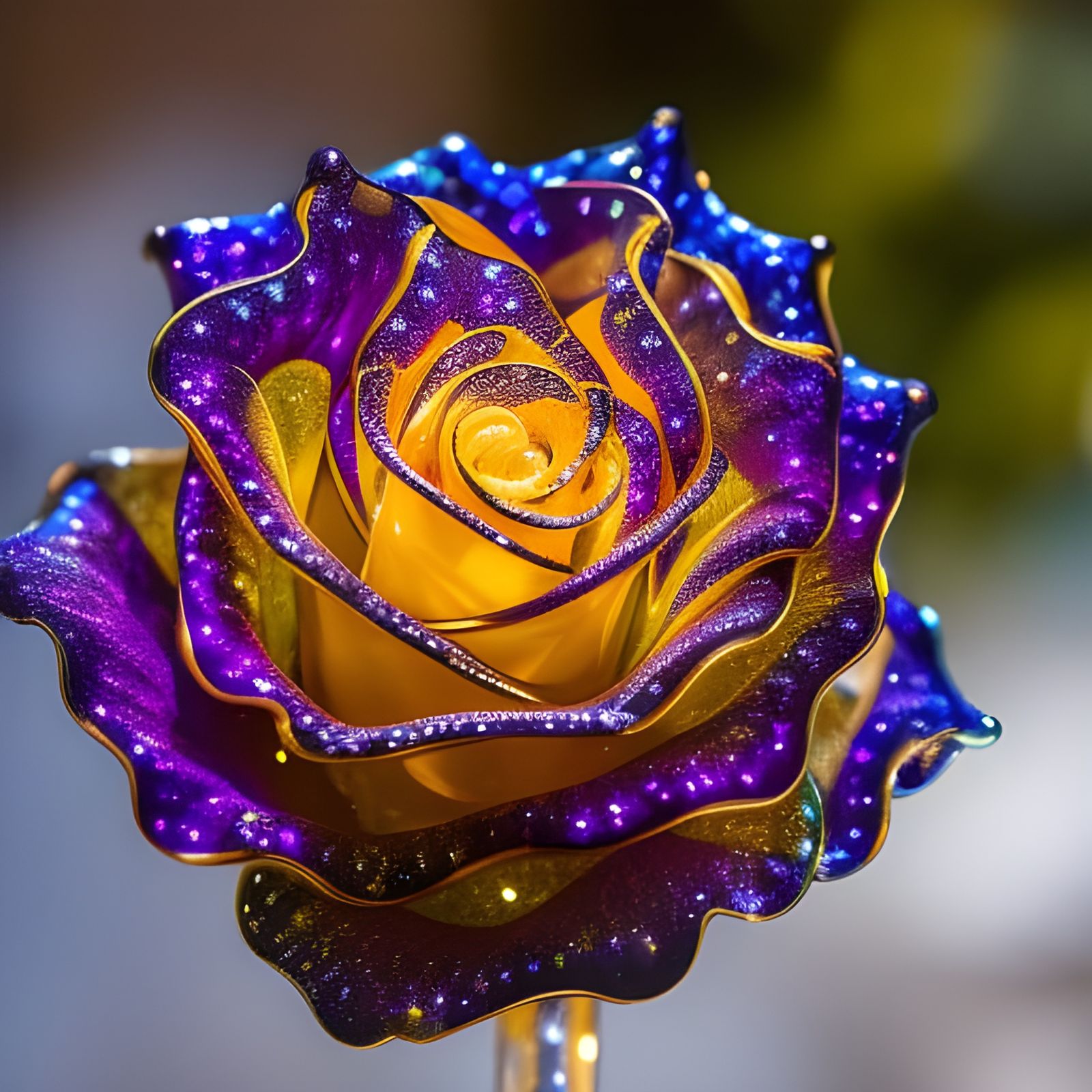 Luminescent Crystal Rose Sculpture in Chihuly Style