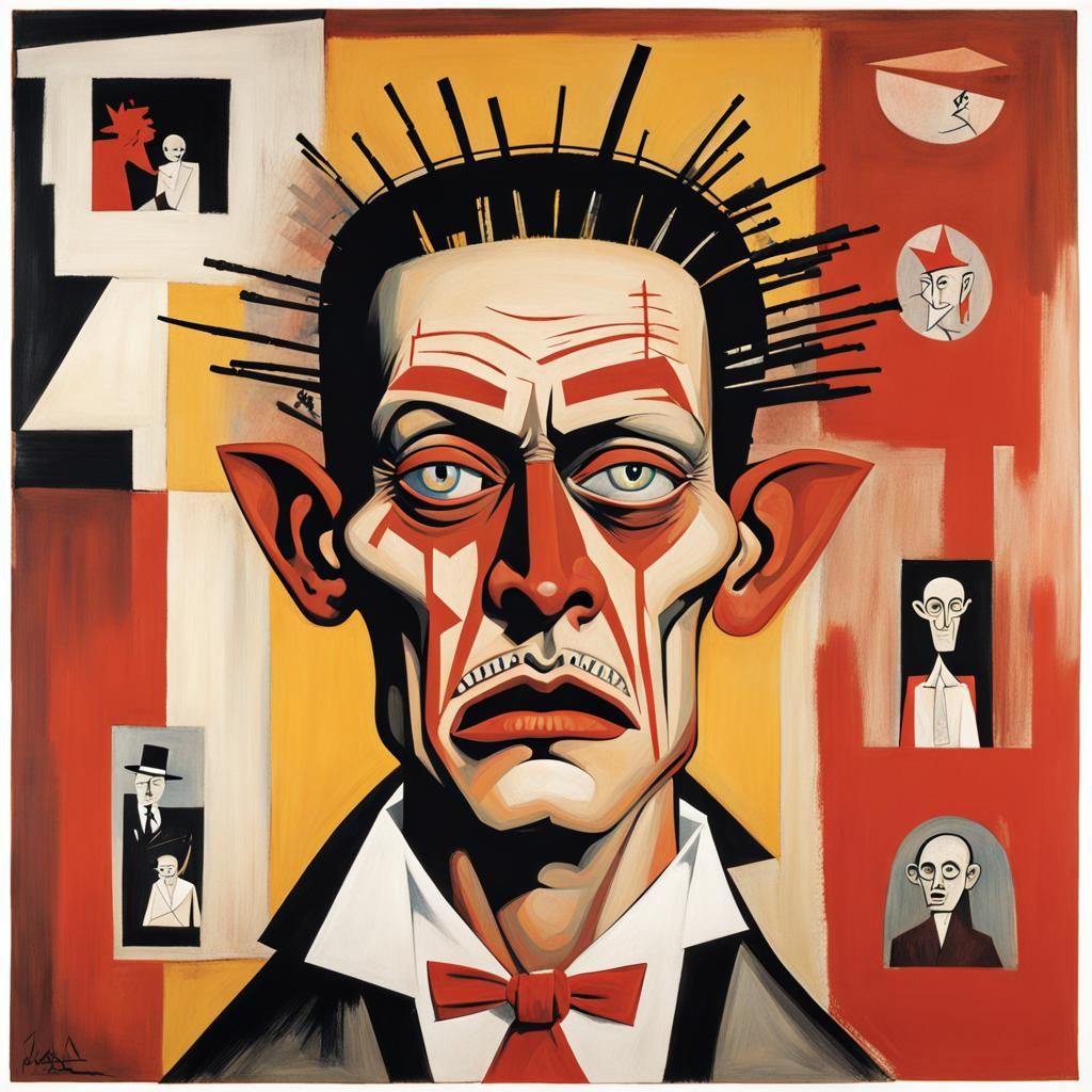 Abstract Dracula Portrait in Cubist Style