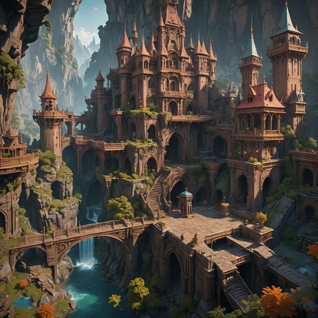 Detailed Sparrial Matte Painting in Deep Color