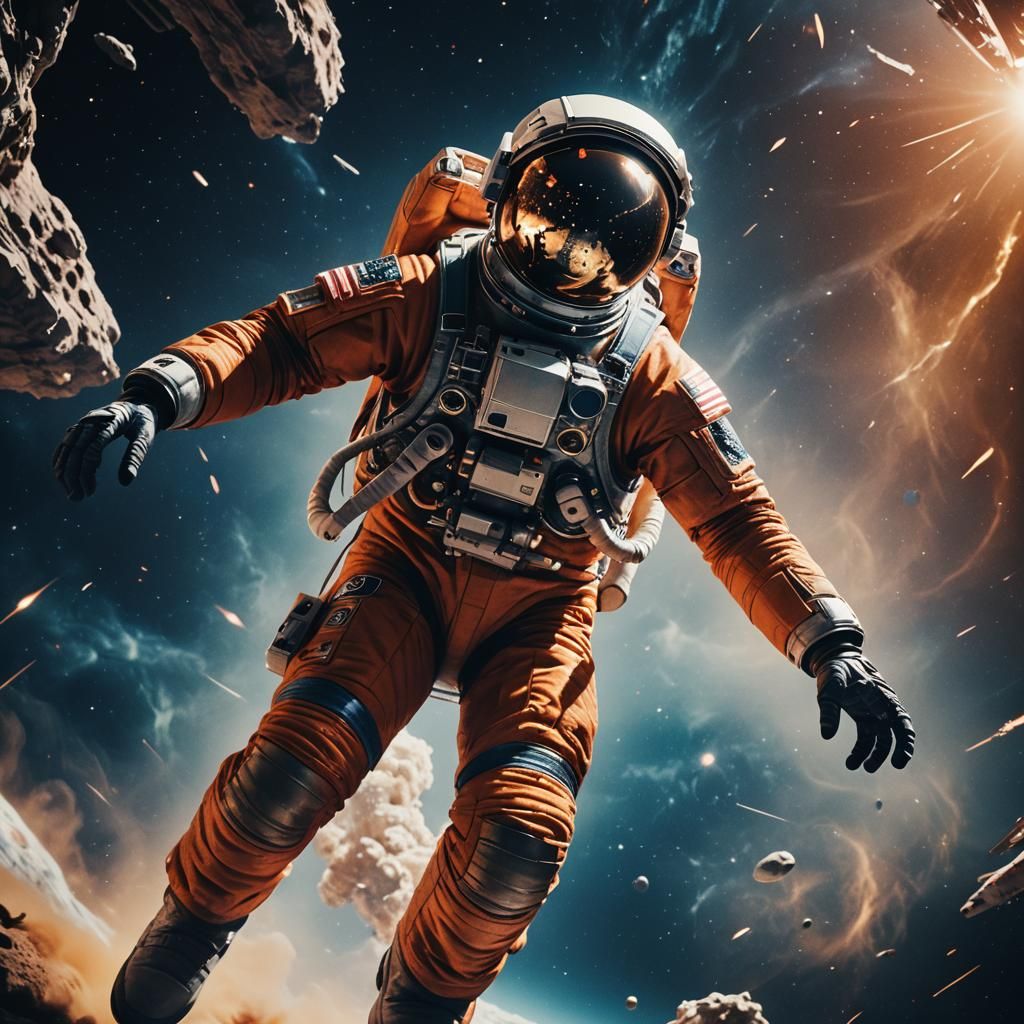 Astronaut at Lightspeed in Cinematic Film Still