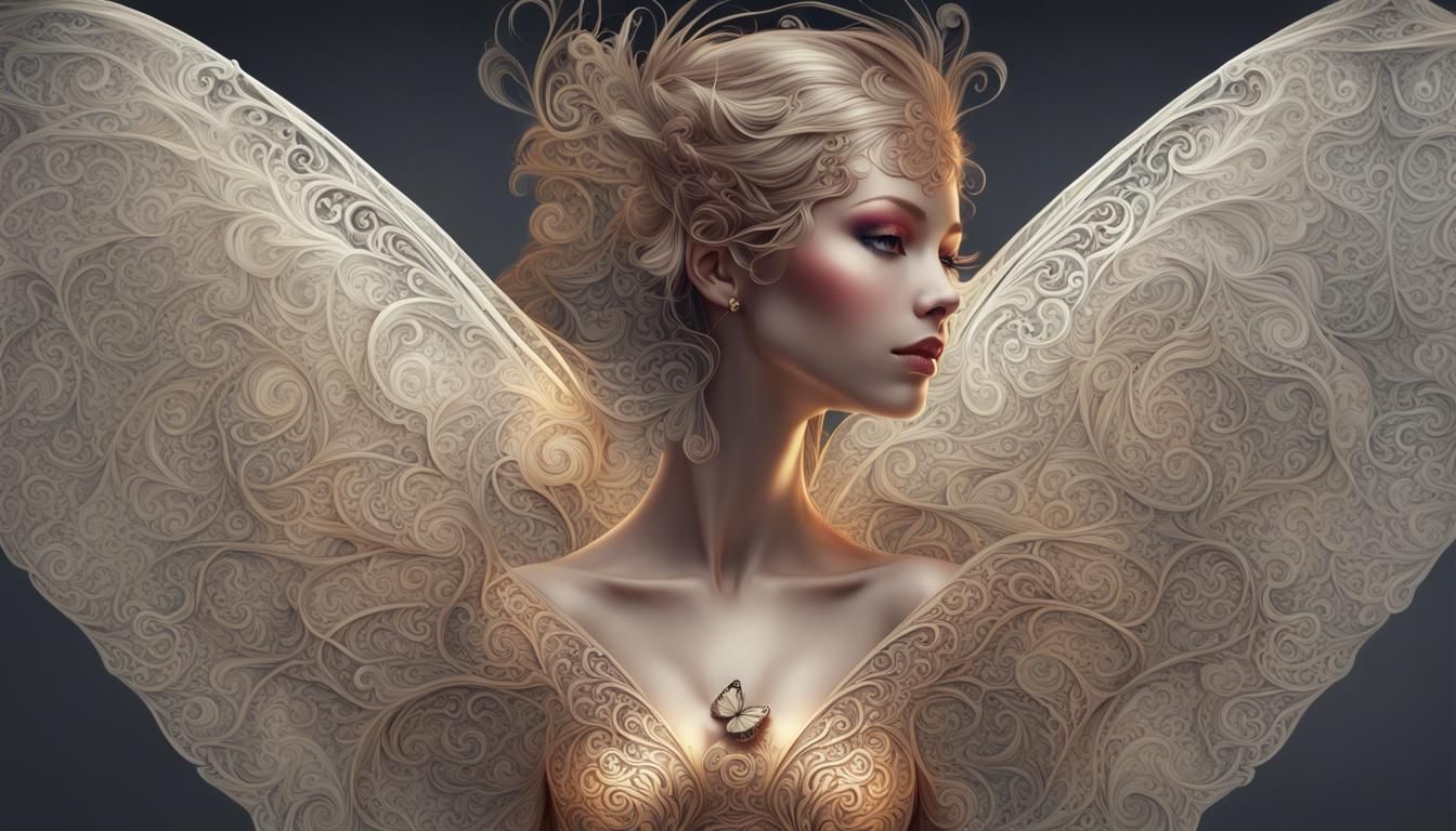 Butterfly-Winged Woman: Digital Art on Artstation